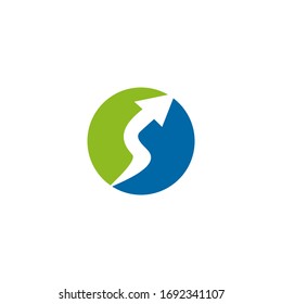 S letter initial icon logo design incorporated with arrow sign template