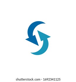 S letter initial icon logo design incorporated with arrow sign template