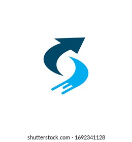 S letter initial icon logo design incorporated with arrow sign template
