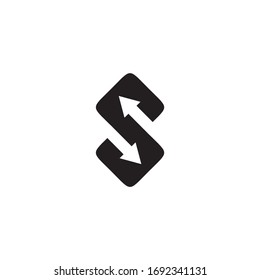 Diseño de logotipo de icono inicial de letra S incorporado con plantilla de signo de flecha