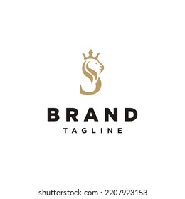 S Letter initial Lion King Elegant logo icon vector Template
