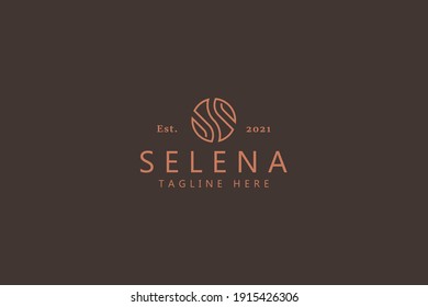 S Letter Initial Logo Coffee Bean Concept Simple Line Shape. Monogram Symbol Business Branding.