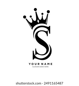 S letter initial logo and crown.S letter identity creative luxury combination of crowns.business sign vector illustration