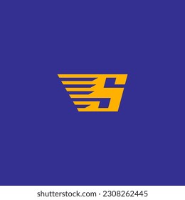 S letter initial logo with fast motion lines accent.
