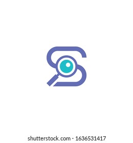 S letter initial logo with magnifier icon.