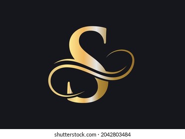 S Letter Initial Luxurious Logo Template. Premium S Logo Golden Concept. S Letter with Golden Luxury Color and Monogram Design. 