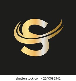 S Letter Initial Luxurious Logo Template. S Logo Golden Concept. S Letter Logo with Golden Luxury Color and Monogram Design