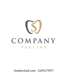 S Letter initial modern elegant luxury dental logo vector. 
Minimalist line art teeth logo creative unique icon