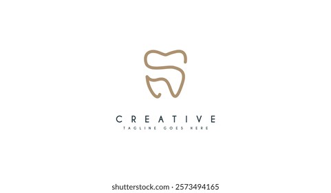 S Letter initial modern elegant luxury minimalis line art unique dental logo vector