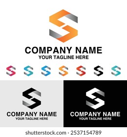 Logotipo inicial del Vector del color del gradiente de la compañía de la tecnología de la letra S