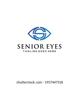 The S letter as the initials of the company is merged with the eye