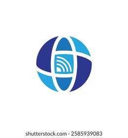 S letter with internet icon logo design illustration