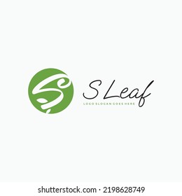 S Letter leaf circle logo vector image