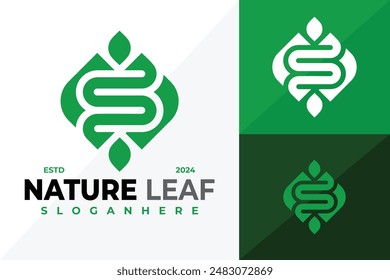 S Letter Leaf Logo design vector symbol icon illustration