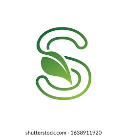 S Letter with leaf logo or symbol concept template design