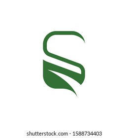 S letter with leaf logo template vector icon design