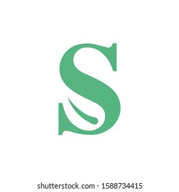 S letter with leaf logo template vector icon design
