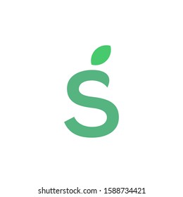 S letter with leaf logo template vector icon design
