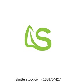 S letter with leaf logo template vector icon design