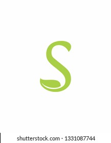 S Letter With Leaf Logo Vector
