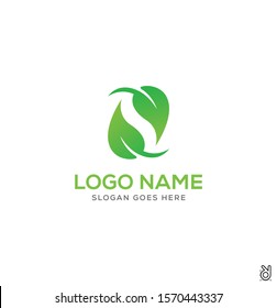 S letter leaf natural logo design