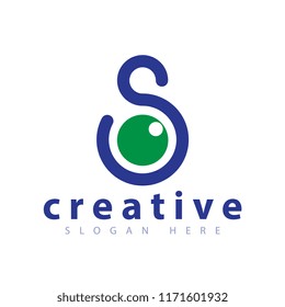 S Letter with Lens Camera Logo Template