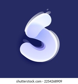 S letter lilac colored logo in Glassmorphism style. Overlapping lines initial. Icon with glow, gradient, splashes. Frosted transparent blur emblem. Perfect for app, modern design, vibrant advertising.