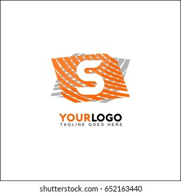 S Letter Line Logo Design. Graphical mono line feathers set. Vector elements or linear signs. 