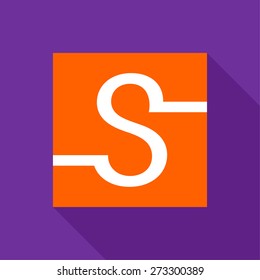 S letter line logo, flat vector design template element 