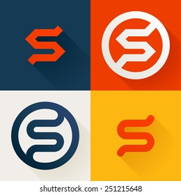 S letter line logo set, design template elements