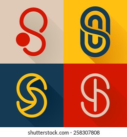 S letter line logo set, vector design template elements