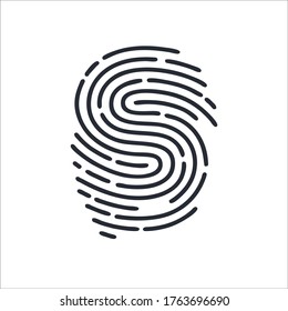 S Letter Line Logo. Vector Fingerprint Design