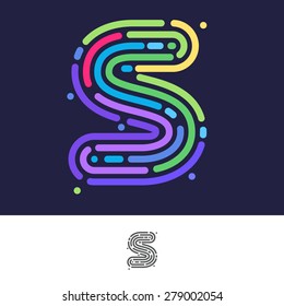 S letter line logo. Vector fingerprint design template elements
