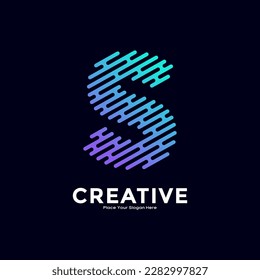 S letter with line style gradient color vector logo design. Suitable for business, technology, minimalist letter, initial modern name and creative monogram style