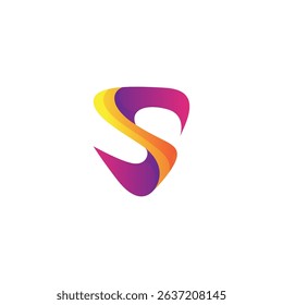 S letter logo with 3d style shield shape
