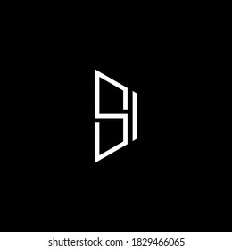 logotipo de letra S I diseño abstracto sobre fondo de color negro, si monograma