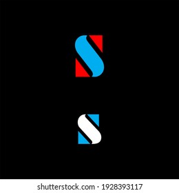 Diseño abstracto del logotipo de letra S sobre fondo de color negro. alfabeto s