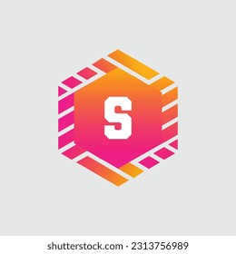 S Letter Logo abstract geometric design vector template Logotype icon Digital Technology style.