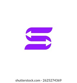 Logotipo de la letra S con la combinación de la flecha en diseño plano