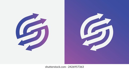 S letter logo arrow monogram s initial