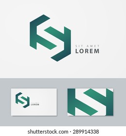 S letter logo business card. Vector template