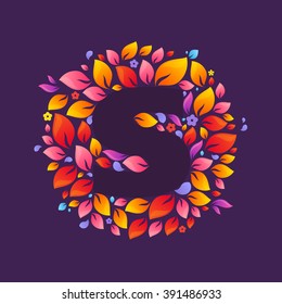 S letter logo in a circle of flames. Fire font style, vector design template elements for your ecology application or corporate identity.