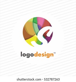 S letter logo in circle with rainbow dots. Vector elements for fashion, business, posters, t-shirts and cards.