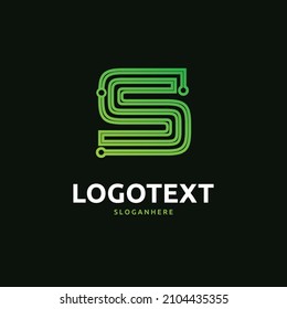logotipo de la letra S, logotipo del circuito S, diseño del logotipo técnico