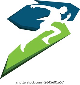 
S letter logo combined with running athlete in modern dynamic design. Sport vector logo illustration.