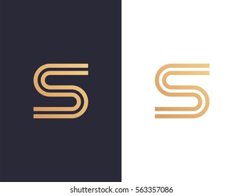 S Letter Logo Concept. Luxury Monochrome Monogram Line Sign design template. Creative Gold Typography emblem. Graphic Alphabet Symbol for Corporate Business Identity. Creative Vector graphic element