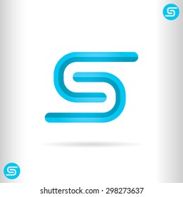 S letter - logo concept sign, 2d & 3d vector on gradient background, eps 8