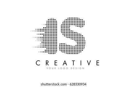 IS I S Letter Logo Design with Black Dots and Bubble Trails.