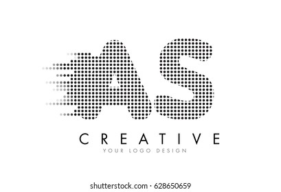 AS A S Letter Logo Design with Black Dots and Bubble Trails.