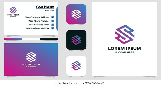 S letter logo design and branding card